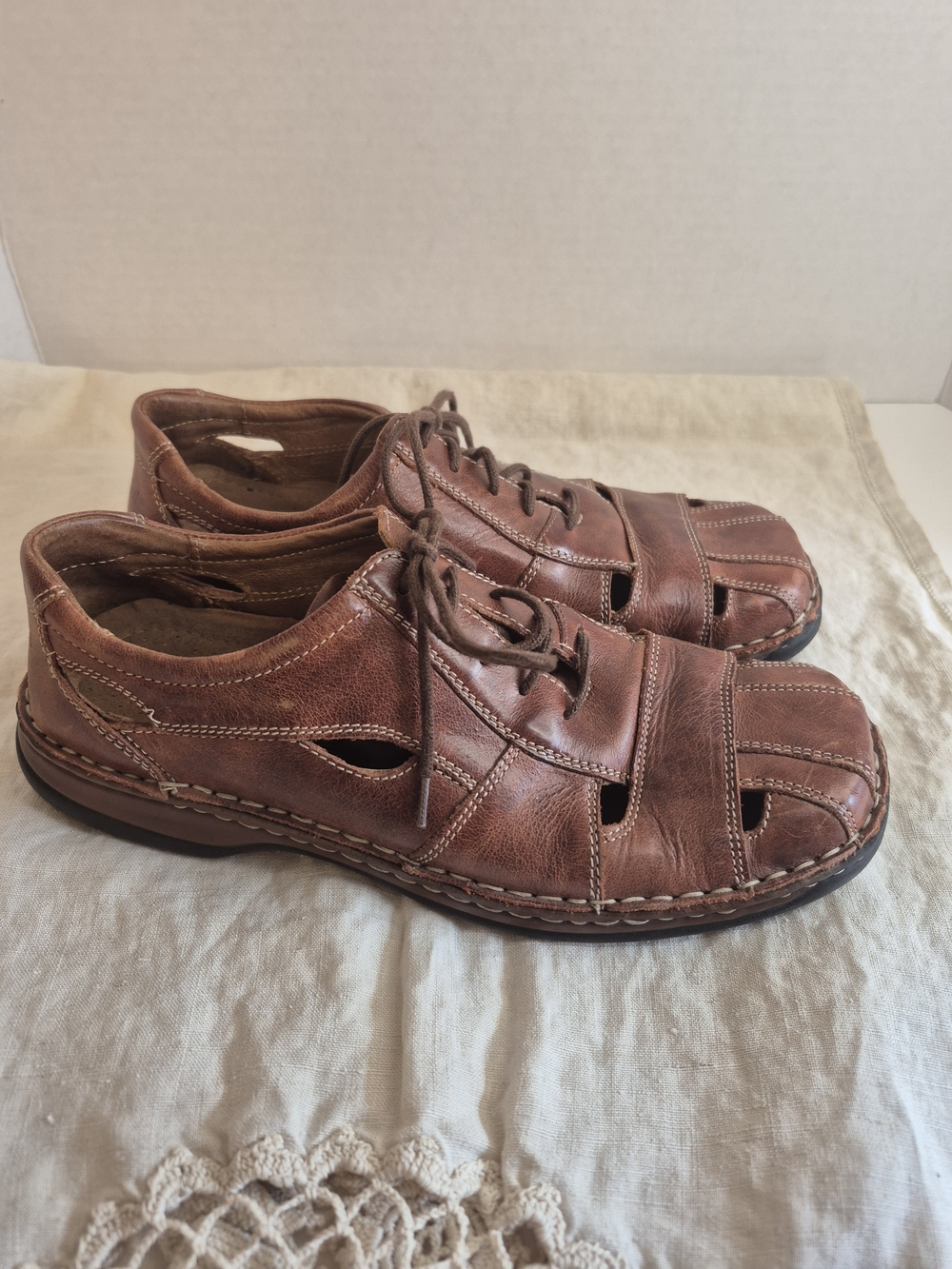Josef Seibel Men's Brown Leather Fisherman Sandal Comfort Shoes Size 38